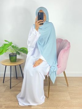 Hijab soie de médine Bleu eau