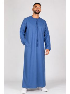 Denimblå emiratisk qamis -...