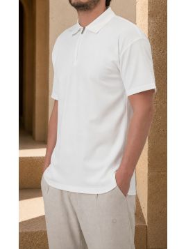QTT3002 tricou polo ecru cu...