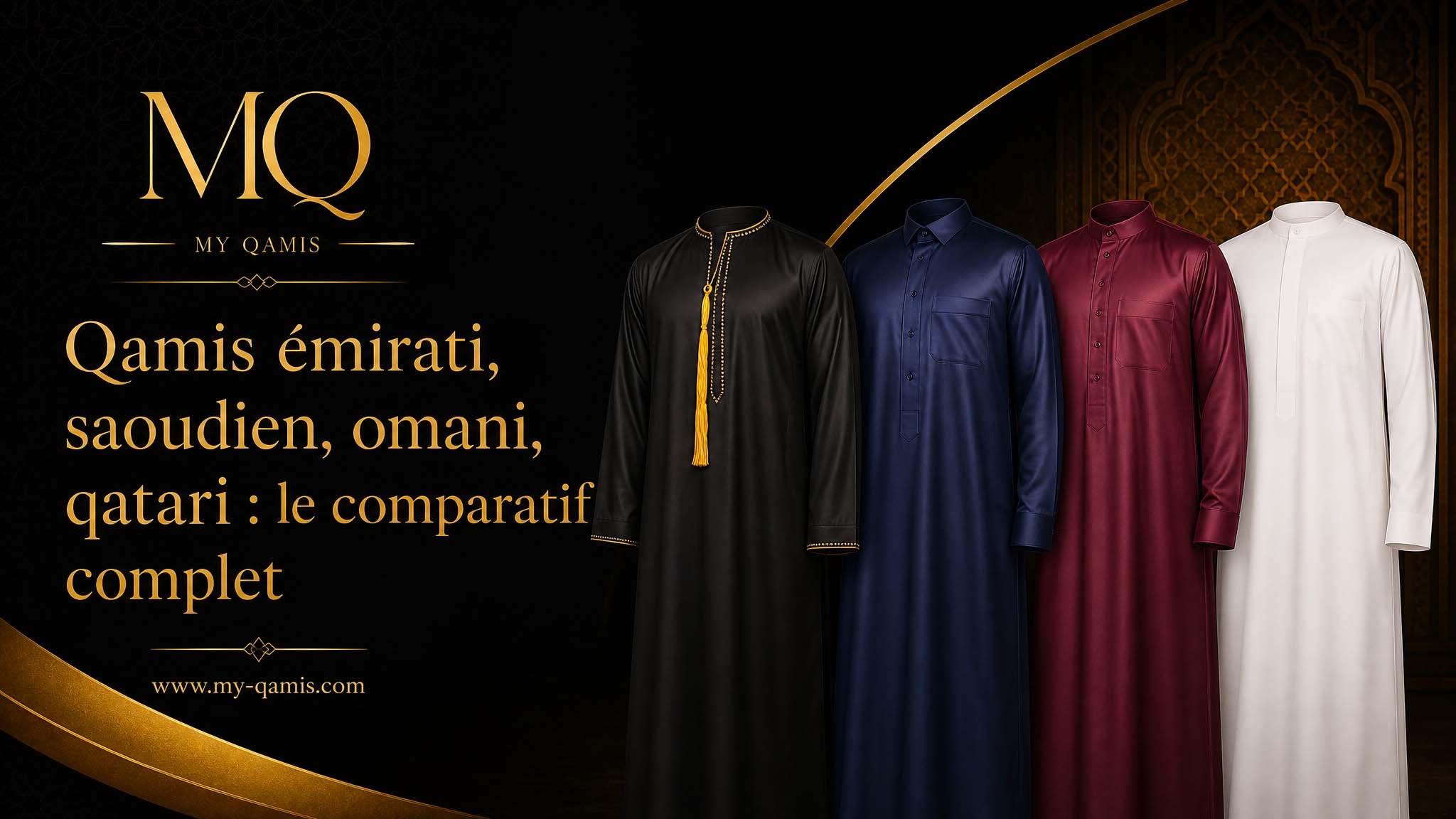 Comparatif des qamis émirati, saoudien, omani et qatari